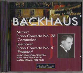 バックハウス　モーツァルト　ピアノ協奏曲第２６番　ニ長調「戴冠式」　他